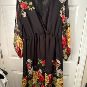 Floral Black Dress